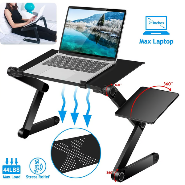 Support pour Ordinateur Portable Ergonomique | Rotation à 360° et Ajustabilité Optimale