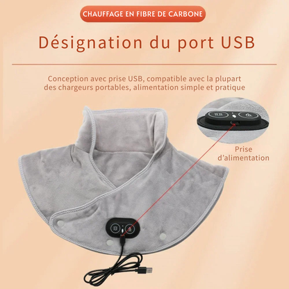 Coussin chauffant USB en velours - 3 températures, douce vibration