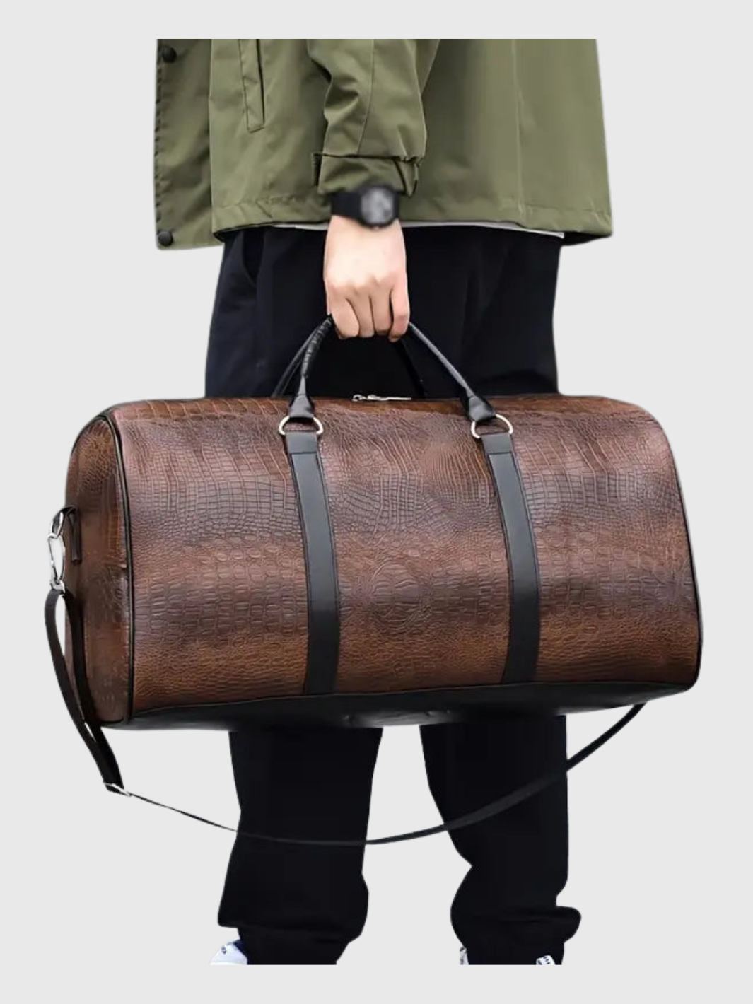 HELVIA - Sac de Voyage Vintage à Motif Crocodile