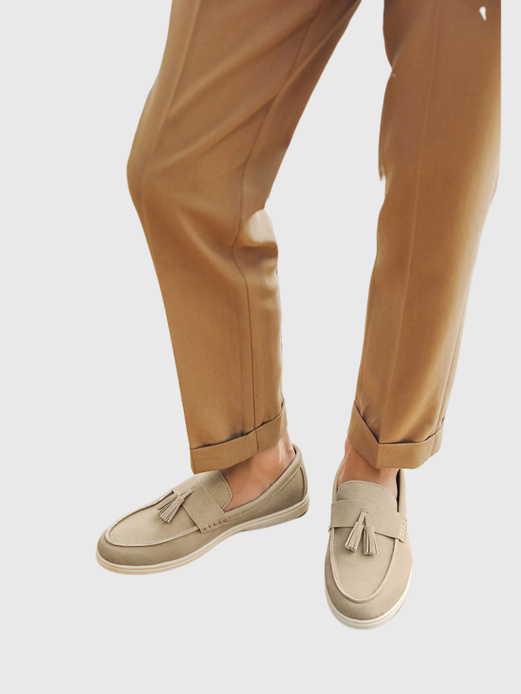 HELVIA - Mocassins homme en daim à pampilles chaussures plates à enfiler