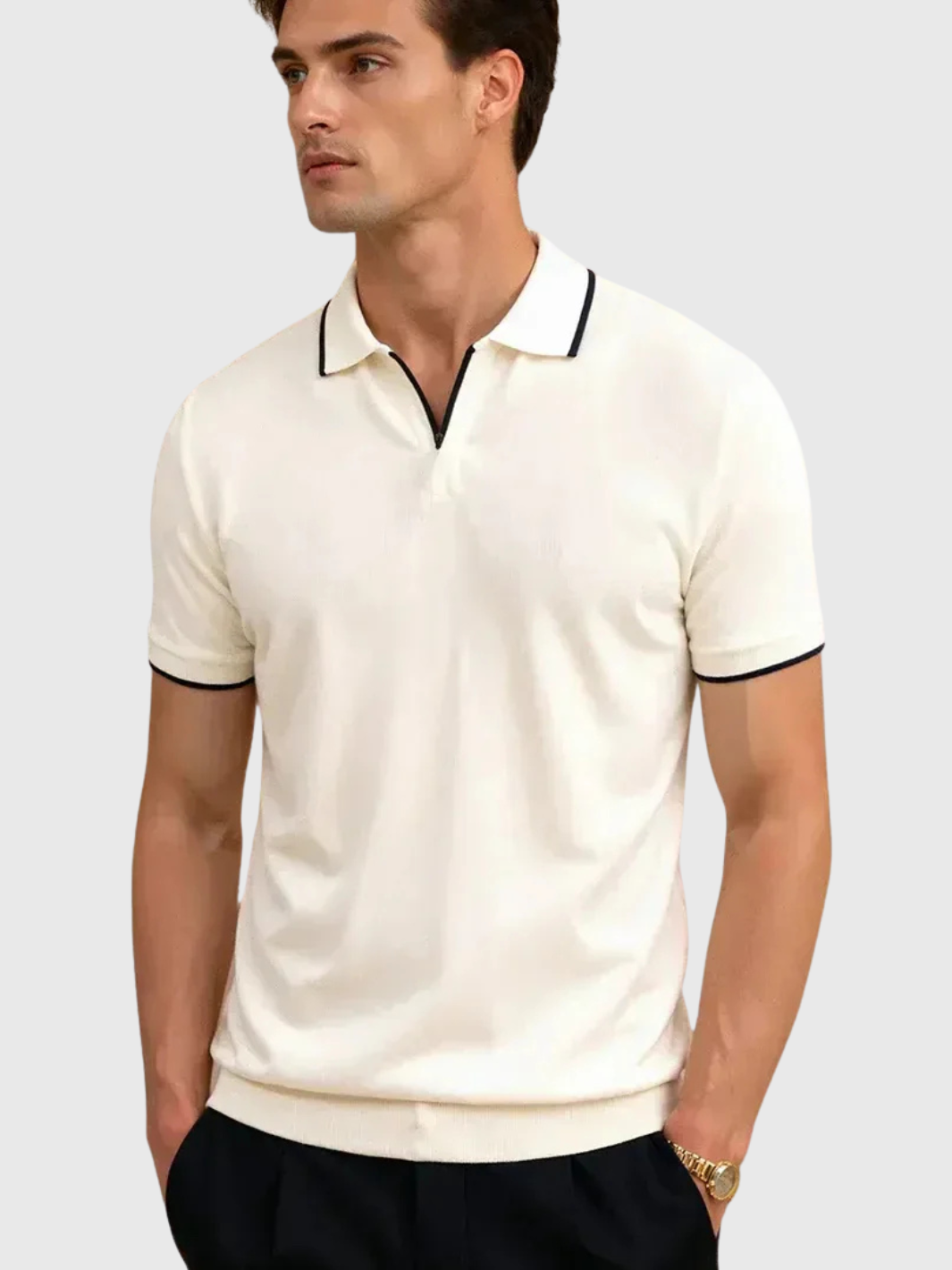HELVIA - Polo Homme Classique – Finition Contrastée