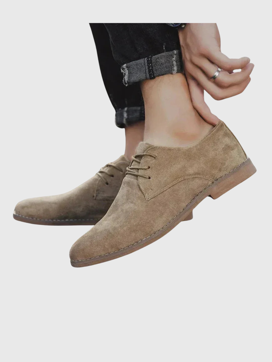 HELVIA - Chaussures homme type oxford en daim à lacets style classique habillé