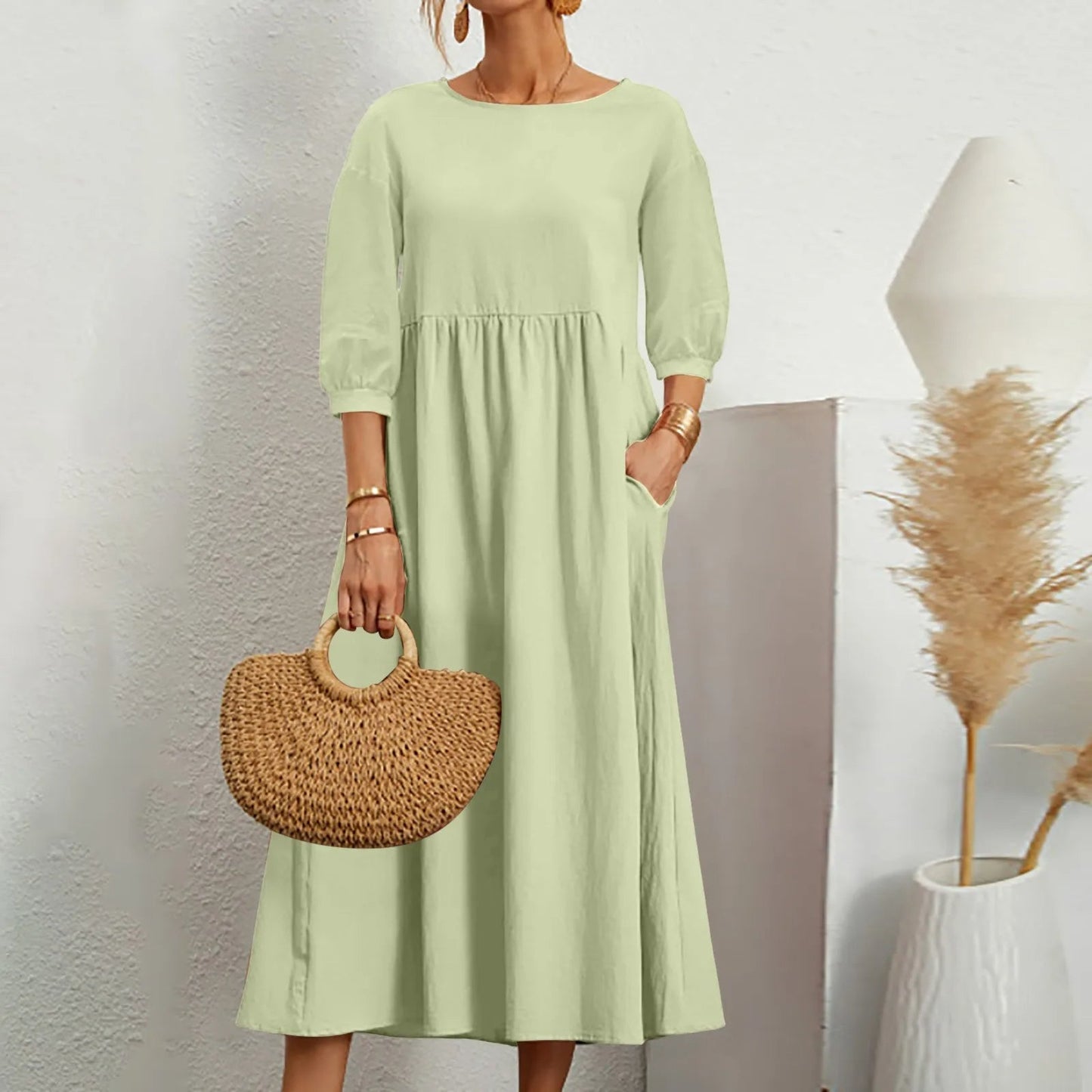 Robe Midi en A pour Femmes | Détails de Patchwork Élégants et Confortables
