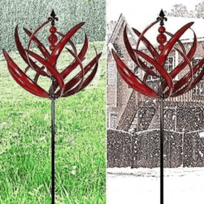 Sculpture d'art cinétique éolienne | Élégant Moulin à Vent en Métal