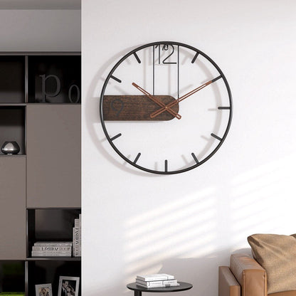 Horloge Murale en Acier et Noyer | Élégance Industrielle et Charme Intemporel