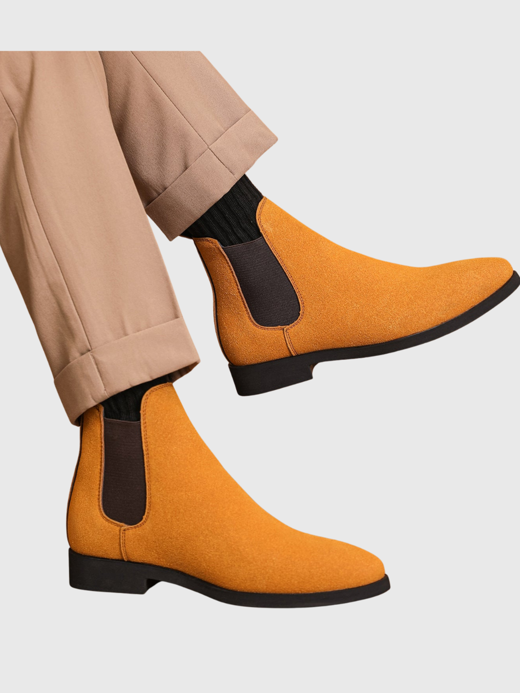 Helvia - Bottines Chelsea rétro en daim pour hommes de style britannique