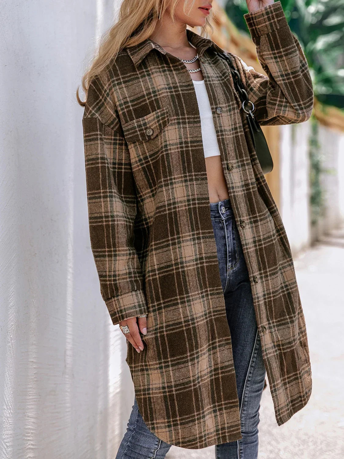 Manteau Long à Carreaux pour Femmes | Élégance et Confort en Hiver