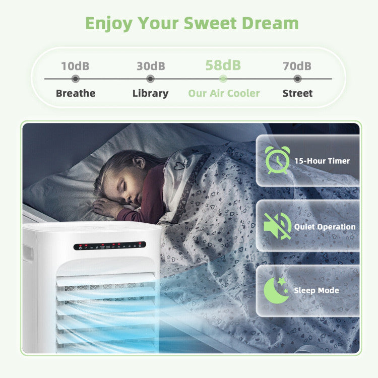 Refroidisseur d'Air Évaporatif Portable | 4-en-1 avec Minuteur et Modes Ajustables