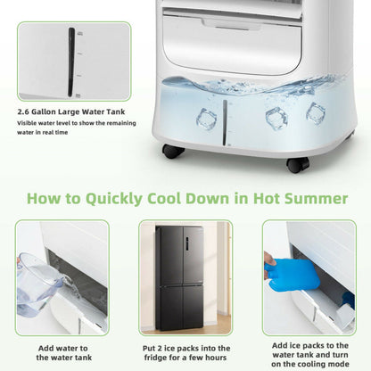 Refroidisseur d'Air Évaporatif Portable | 4-en-1 avec Minuteur et Modes Ajustables