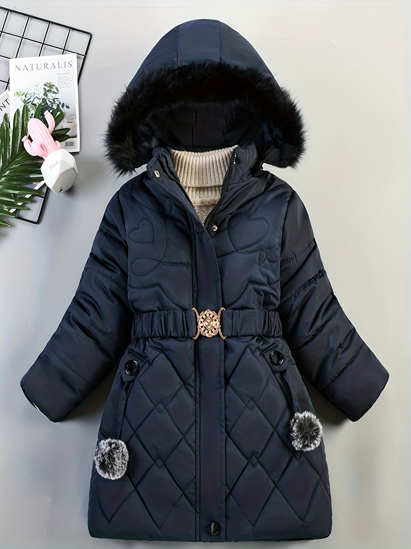 Manteau d'Hiver pour Filles | Douillet avec Capuche en Fausse Fourrure