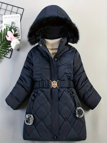 Manteau d'Hiver pour Filles | Douillet avec Capuche en Fausse Fourrure