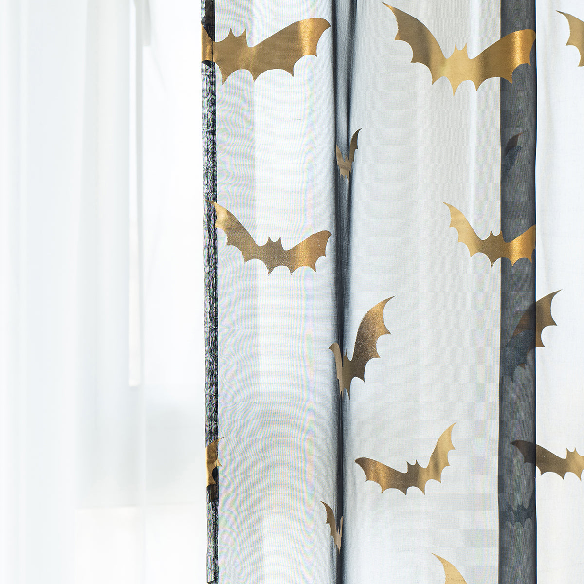 Rideaux Sheer au Motif de Chauve-Souris | Ambiance Mystique et Intimité Subtile