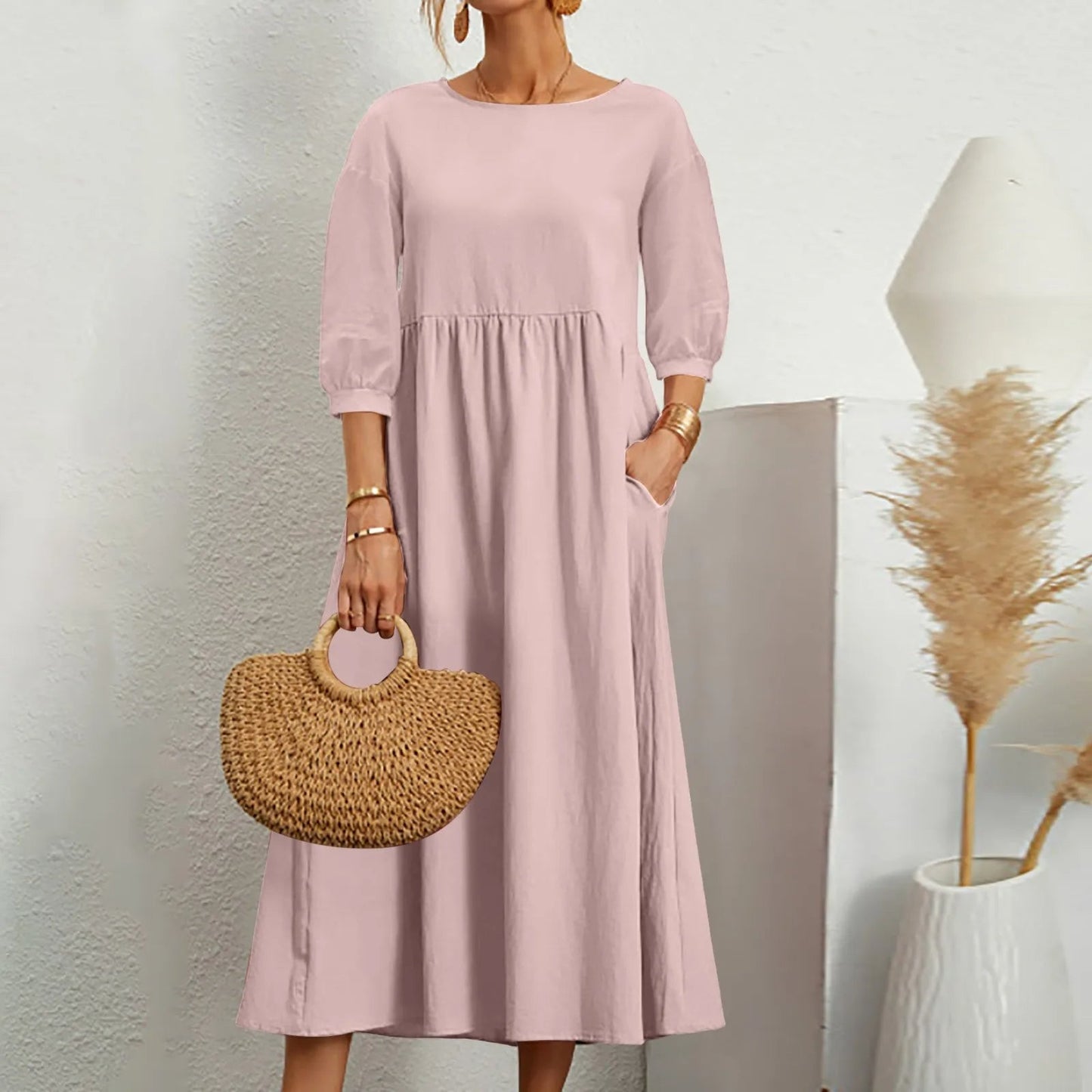 Robe Midi en A pour Femmes | Détails de Patchwork Élégants et Confortables