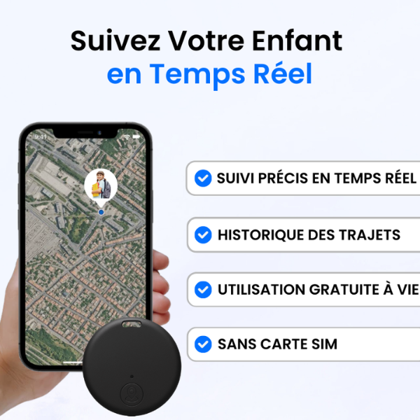 Helvia – Traceur GPS Enfant Sans Abonnement, Compatible Android & iOS