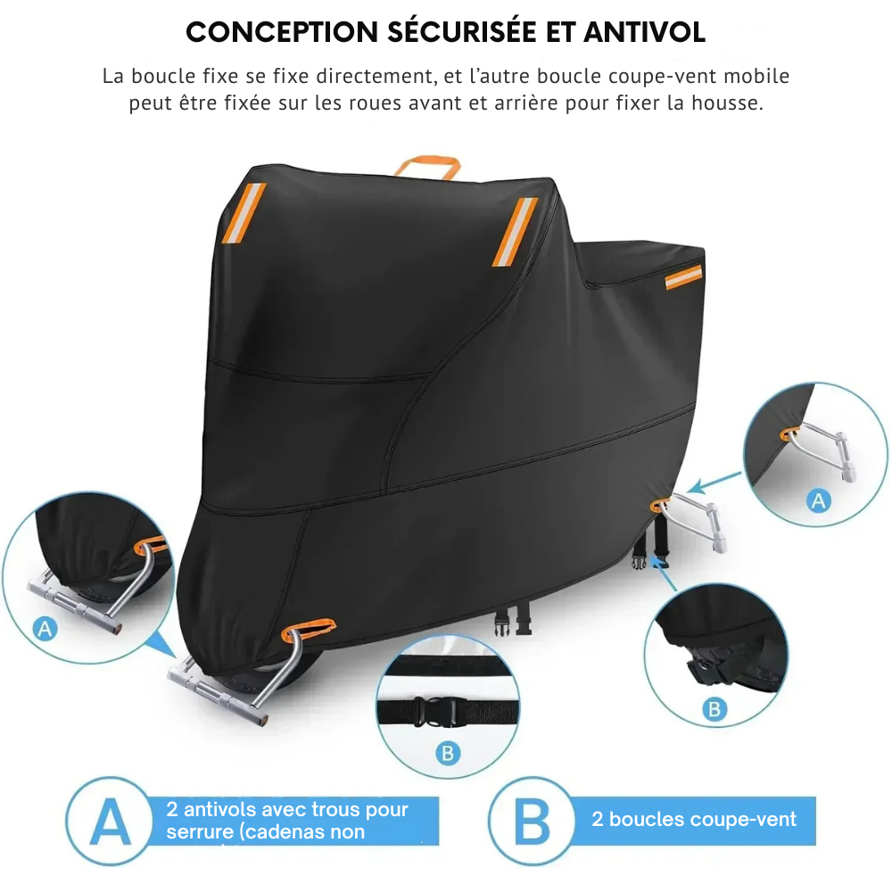Housse de moto polyester 210D déperlante - protection extérieure