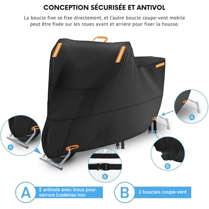 Housse de moto polyester 210D déperlante - protection extérieure