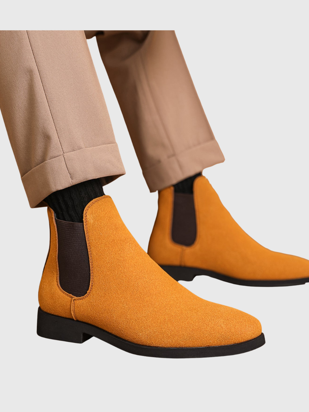 Helvia - Bottines Chelsea rétro en daim pour hommes de style britannique