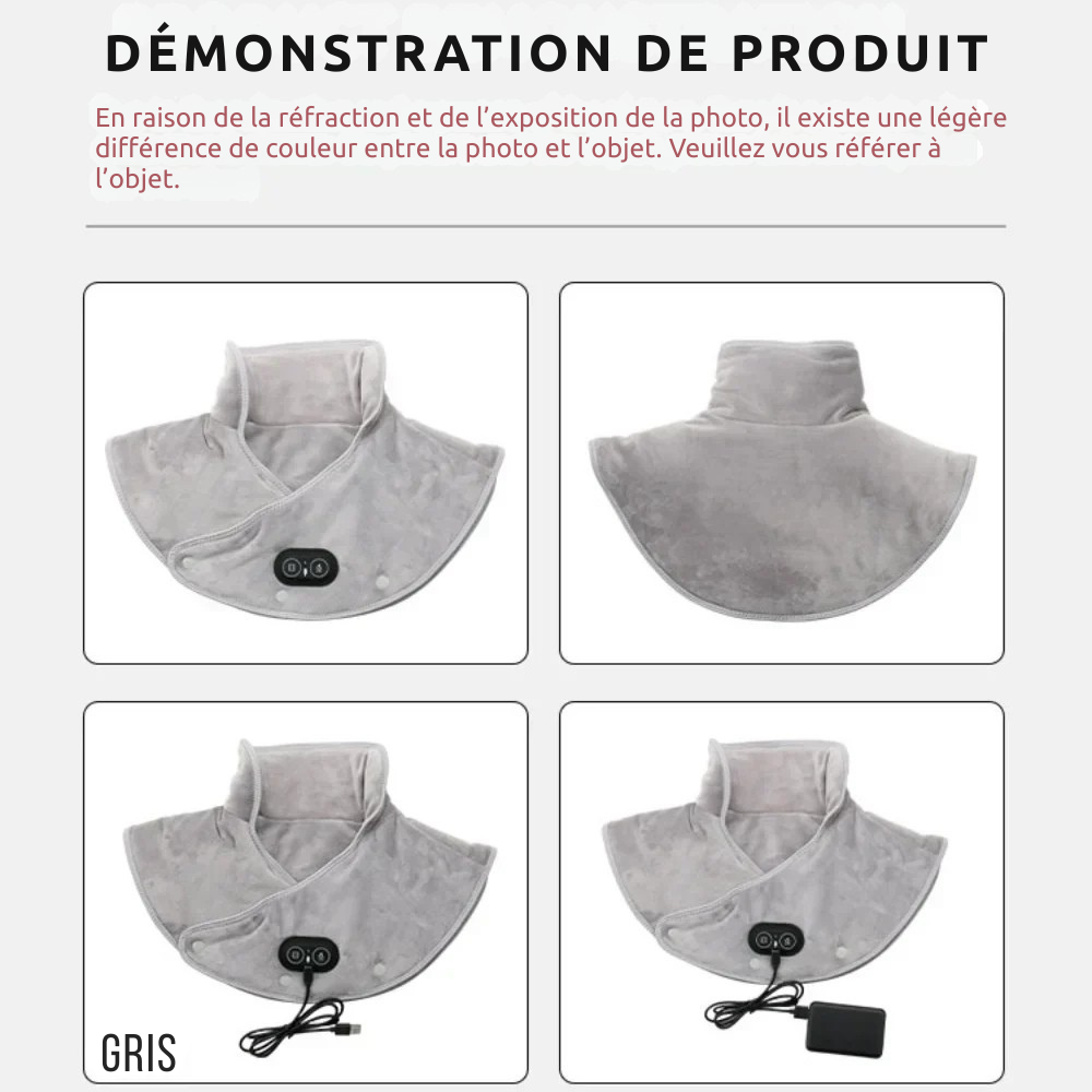 Coussin chauffant USB en velours - 3 températures, douce vibration
