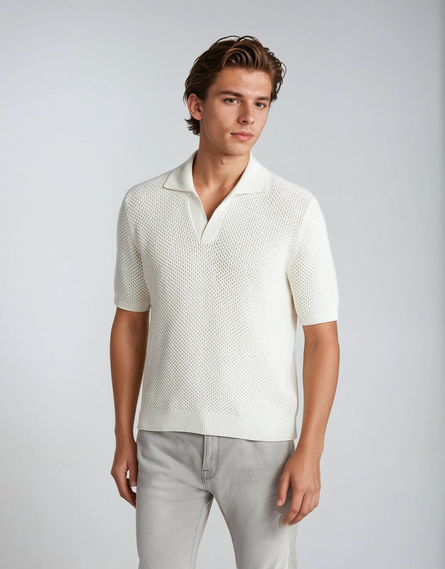 Chemise Polo en Crochet Élégante | Style Polyvalent et Confort Optimal