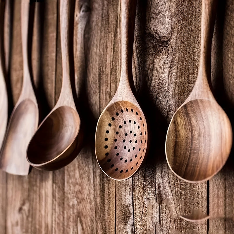 Ustensiles de Cuisine en Teck | Ensemble Durable et Ergonomique de 5 Pièces