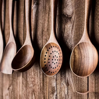 Ustensiles de Cuisine en Teck | Ensemble Durable et Ergonomique de 5 Pièces