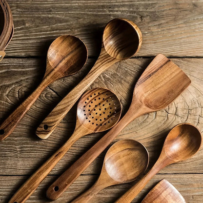 Ustensiles de Cuisine en Teck | Ensemble Durable et Ergonomique de 5 Pièces