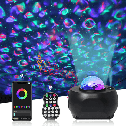 Projecteur d'Étoiles 5-en-1 | Atmosphère Magique avec Haut-Parleur Bluetooth