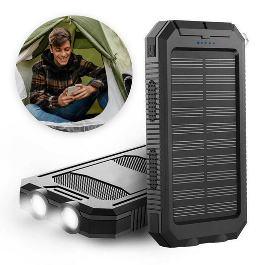 Batterie Solaire Haute Capacité | Chargeur Étanche 20000mAh avec LED