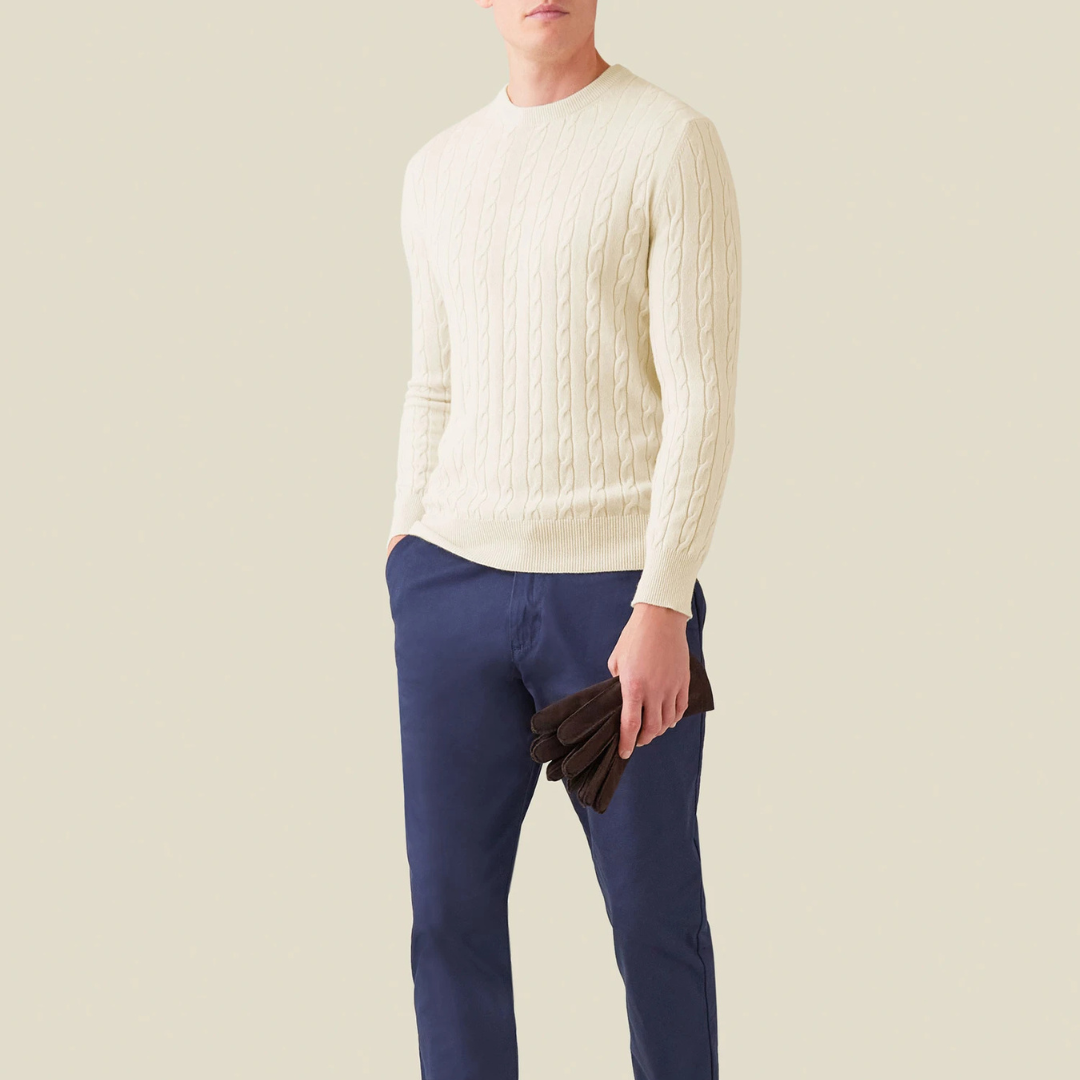 Pull en Maille Torsadée pour Hommes | Confort Douillet en Cachemire