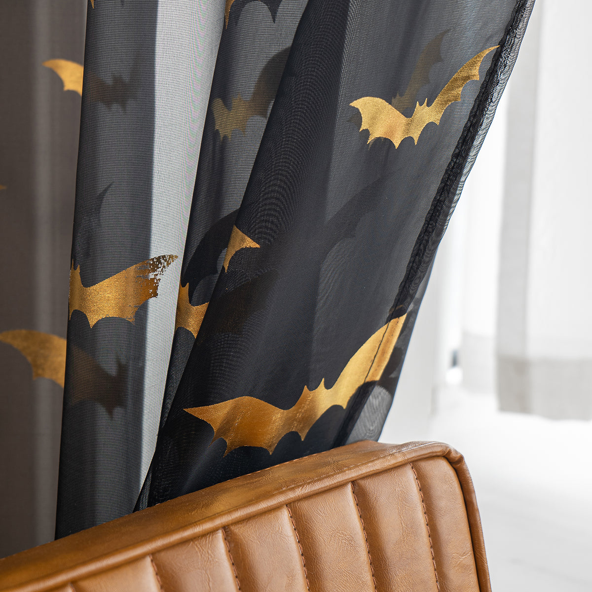 Rideaux Sheer au Motif de Chauve-Souris | Ambiance Mystique et Intimité Subtile