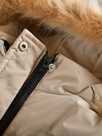Manteau d'Hiver pour Filles | Douillet avec Capuche en Fausse Fourrure
