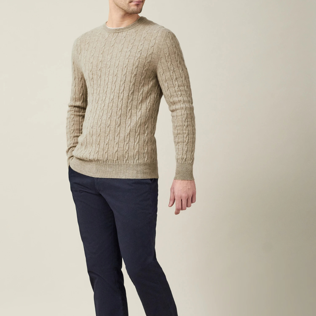 Pull en Maille Torsadée pour Hommes | Confort Douillet en Cachemire