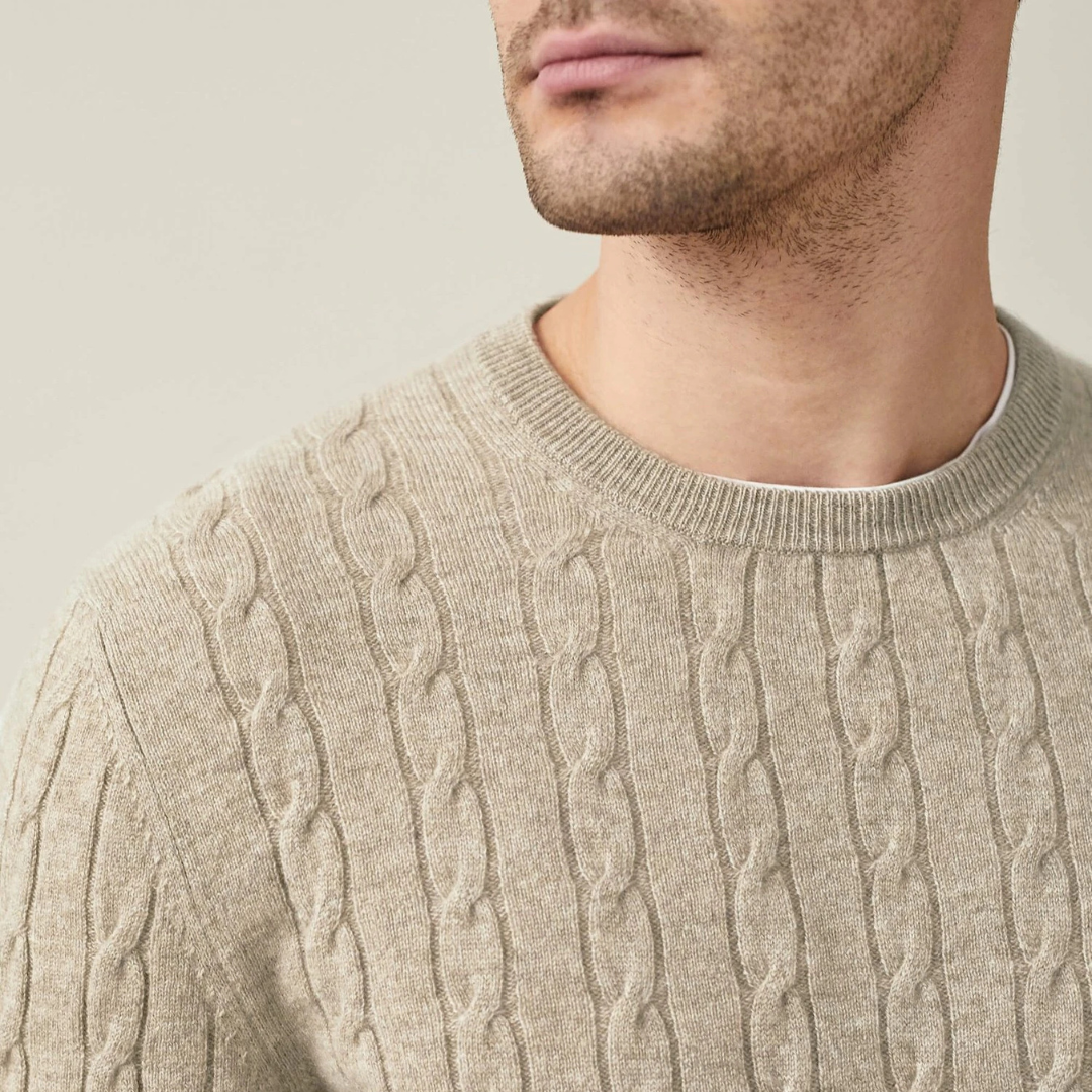 Pull en Maille Torsadée pour Hommes | Confort Douillet en Cachemire