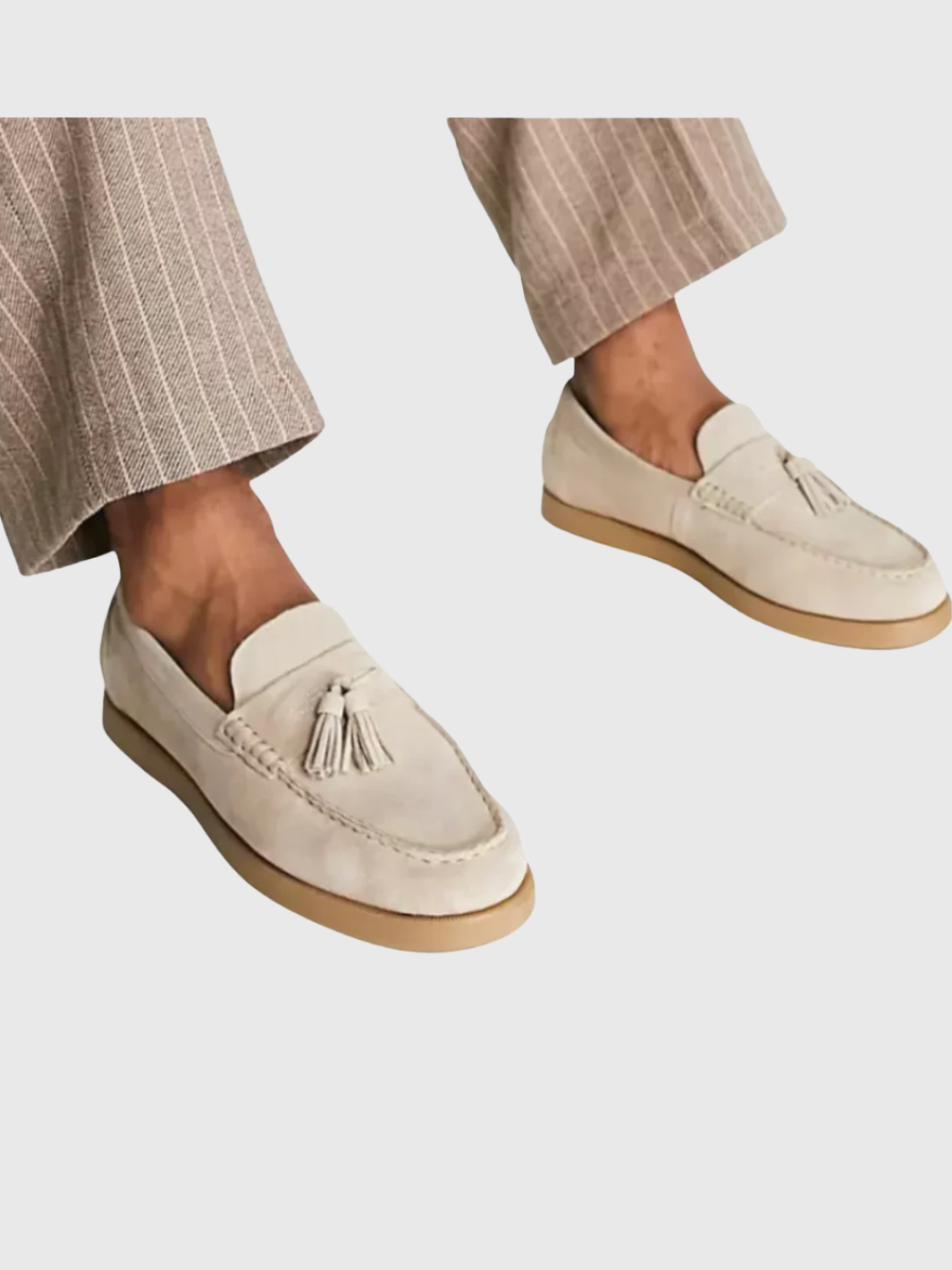 HELVIA - Mocassins homme en daim à pampilles chaussures plates à enfiler