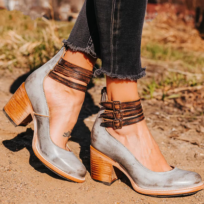 Pompes à Talons Épais Vintage | Élégance et Confort au Quotidien