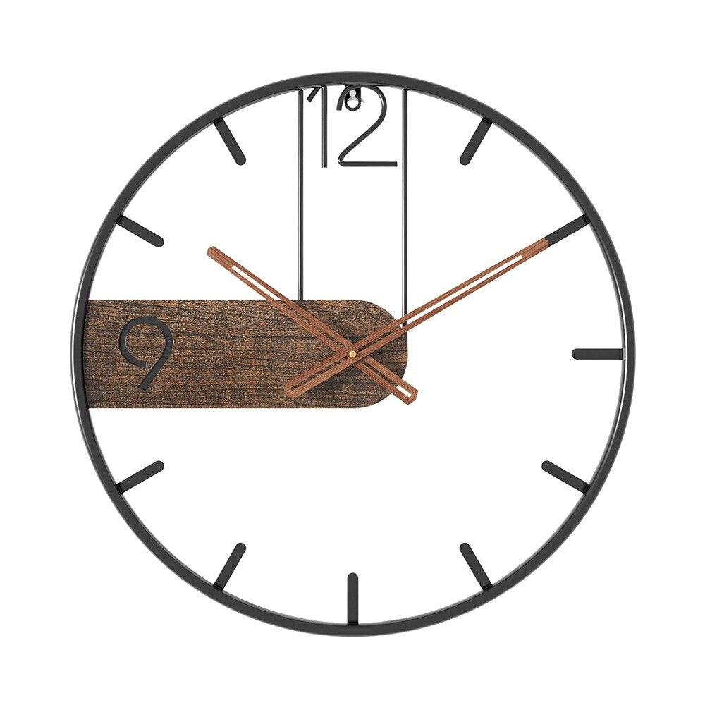 Horloge Murale en Acier et Noyer | Élégance Industrielle et Charme Intemporel