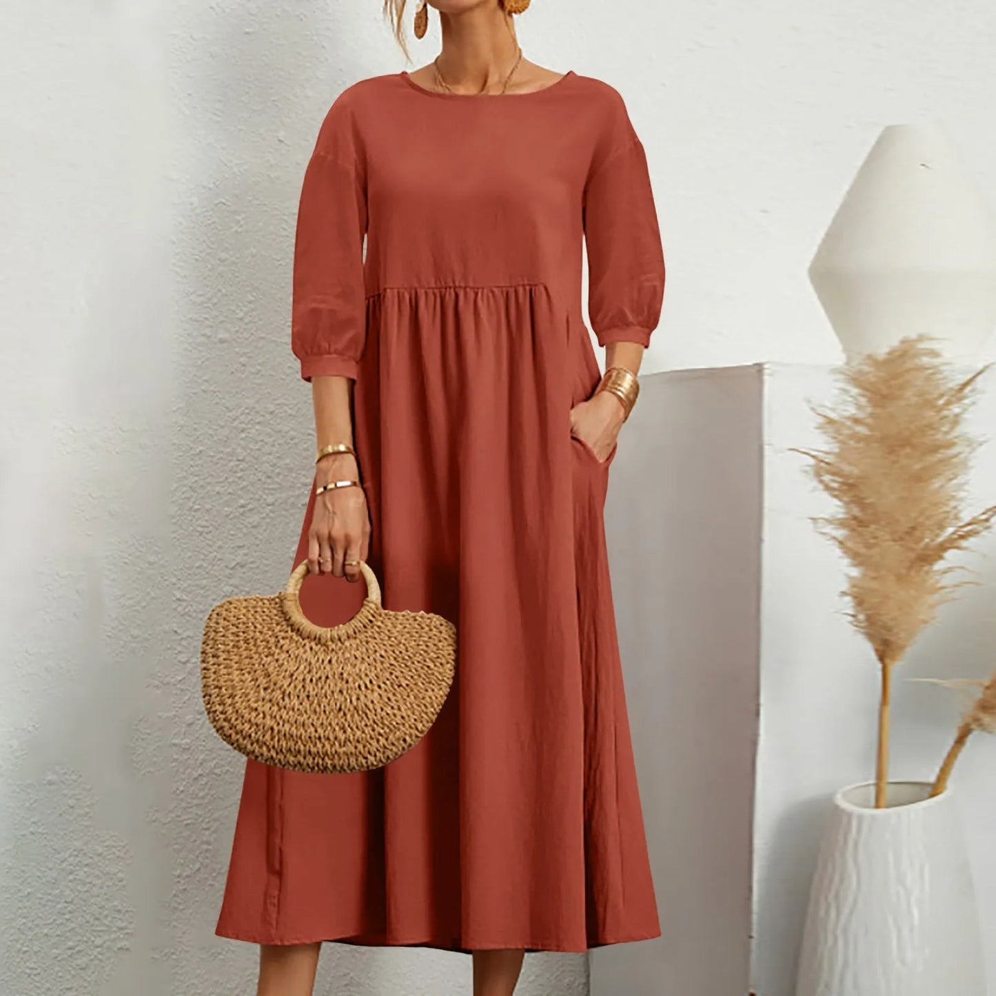 Robe Midi en A pour Femmes | Détails de Patchwork Élégants et Confortables