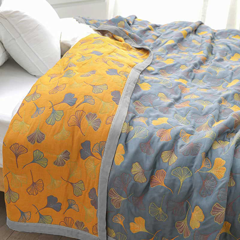 Linge de Lit en Coton Doux | Motif de Feuilles Élégant et Réversible