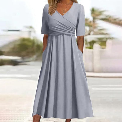 Robe Vintage Femme Décolleté en V | Élégance Intemporelle et Confort Moderne