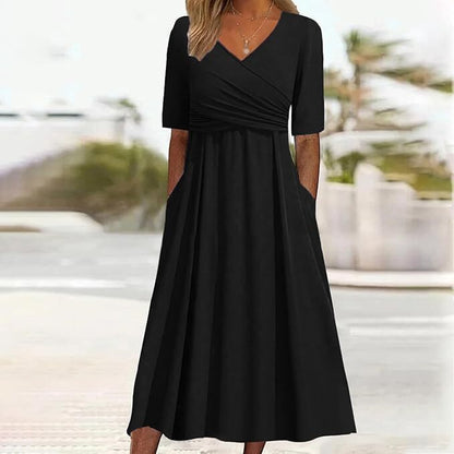 Robe Vintage Femme Décolleté en V | Élégance Intemporelle et Confort Moderne