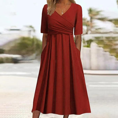 Robe Vintage Femme Décolleté en V | Élégance Intemporelle et Confort Moderne