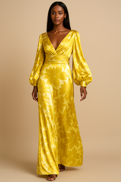 Robe Maxi Élégante Col V | Confort et Style pour Événements d'Été