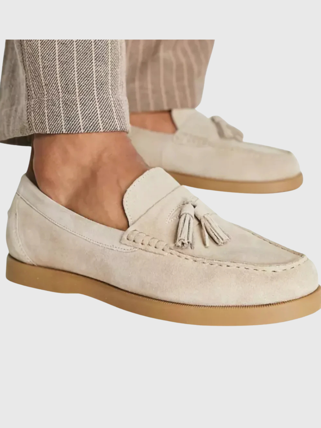 HELVIA - Mocassins homme en daim à pampilles chaussures plates à enfiler