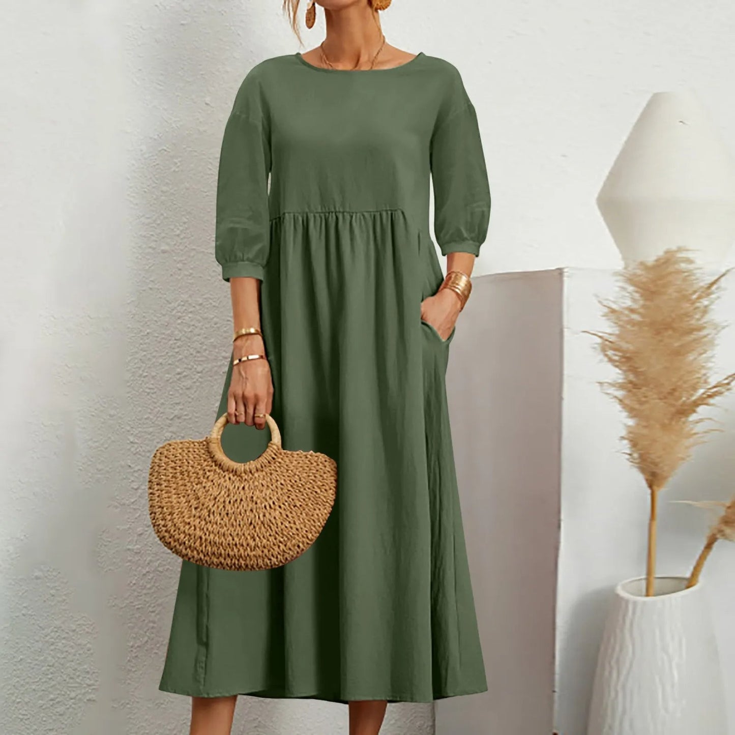Robe Midi en A pour Femmes | Détails de Patchwork Élégants et Confortables