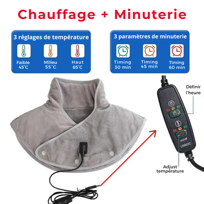 Coussin chauffant USB en velours - 3 températures, douce vibration