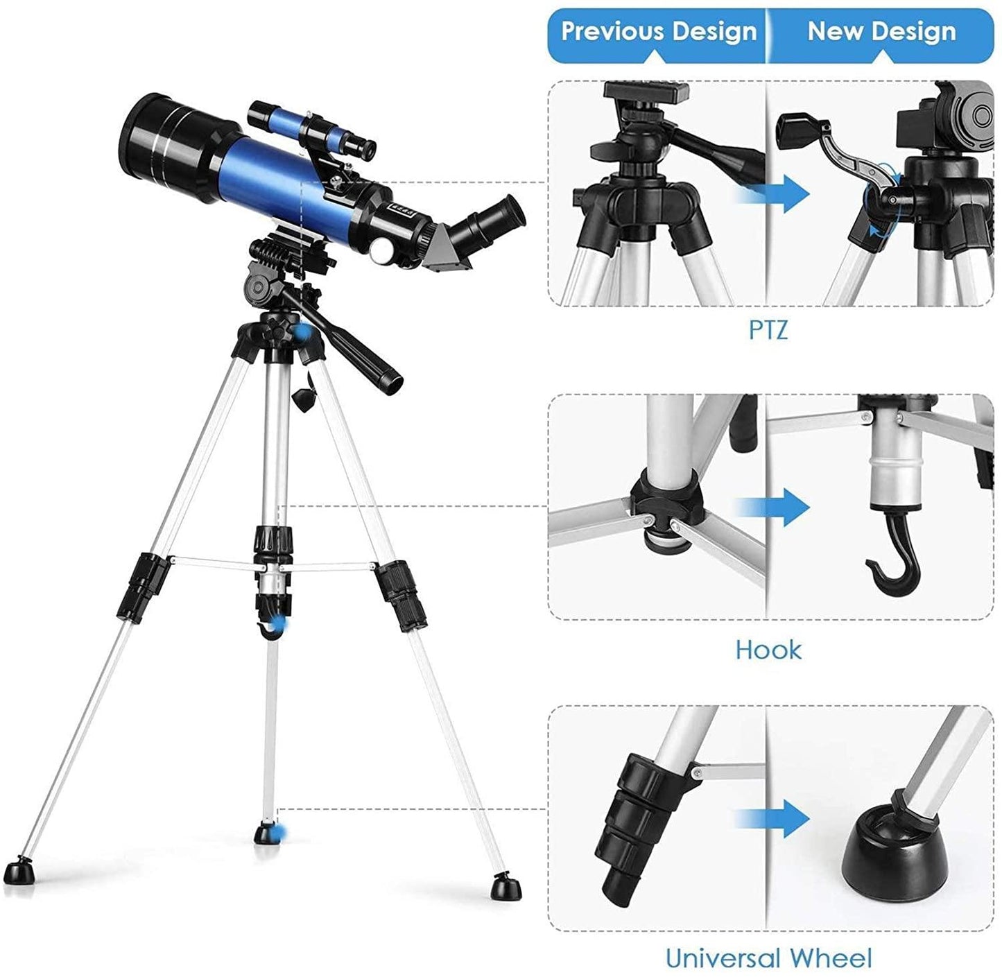 Télescope Astronomique 70mm Ajustable | Grossissement Puissant et Vision Claire