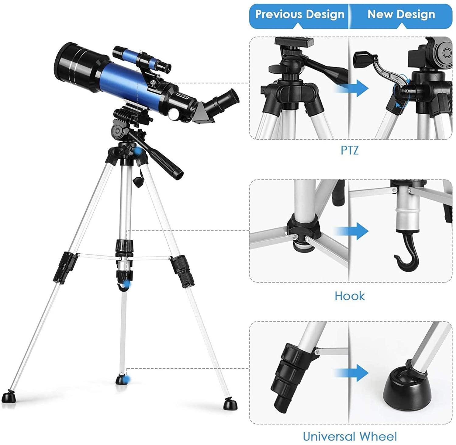 Télescope Astronomique 70mm Ajustable | Grossissement Puissant et Vision Claire