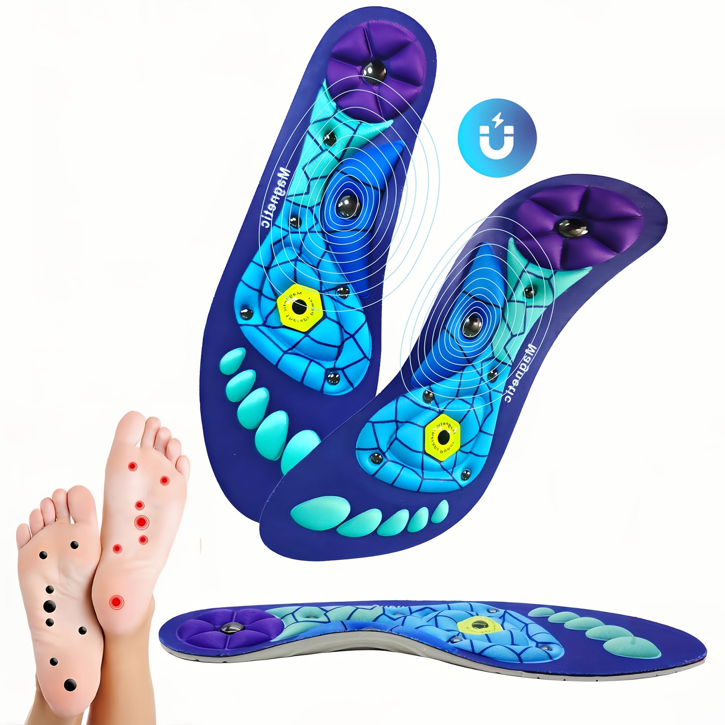 Semelles Intérieures Acupuncture Magnétiques ComfortPlus avec Support de Voûte