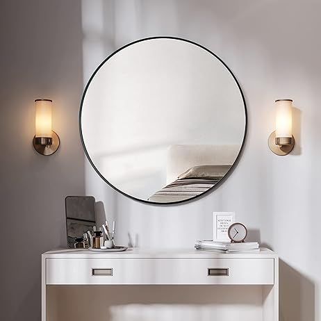 Miroir Rond Moderne 50x50 cm | Élégance et Installation Facile