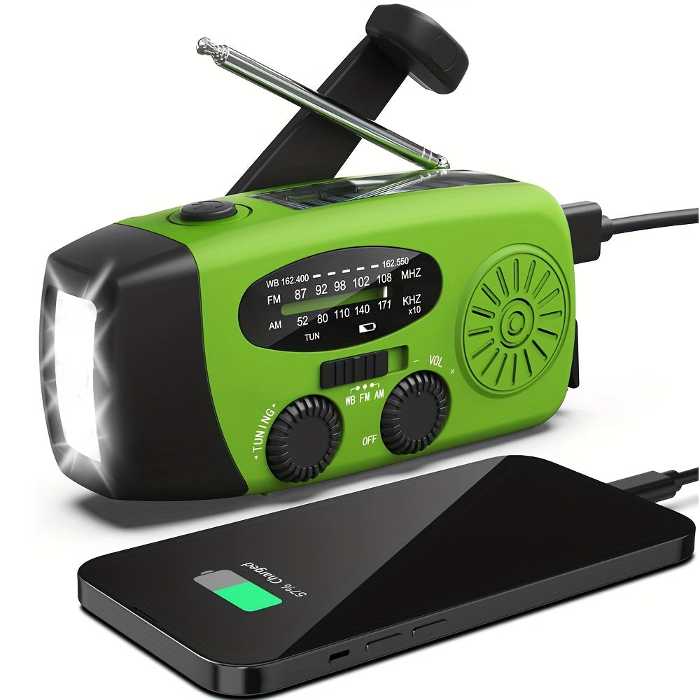 Radio d'Urgence Solaire et Manivelle | Compacte avec Power Bank et Lampe Intégrée